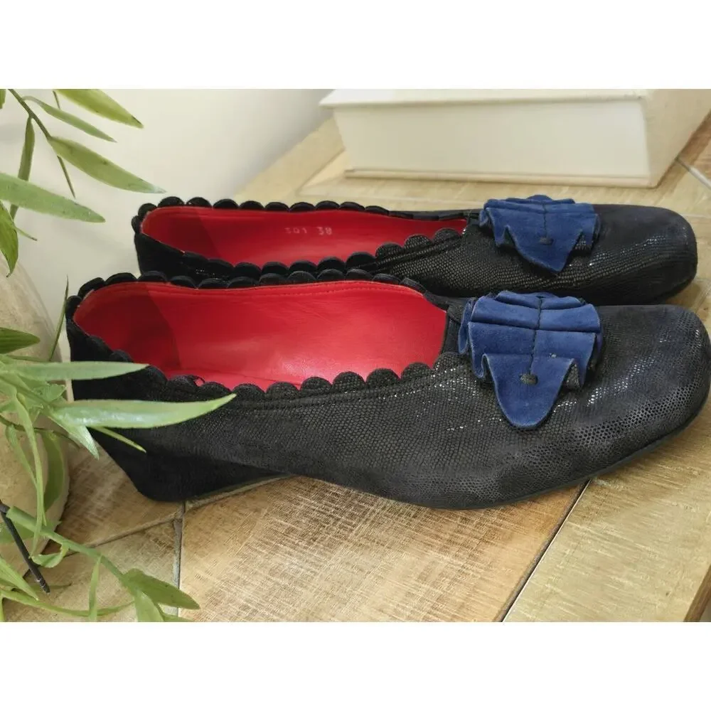 FUTABAYA LEATHER SLIP ON WOMENS US 7.5 EU 38 UNIQUE MADE IN ITALY RARE